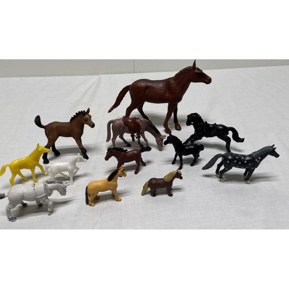 Vintage Miniature Horse Lot of 12 Toy Figures Plastic Resin Schleich Safari